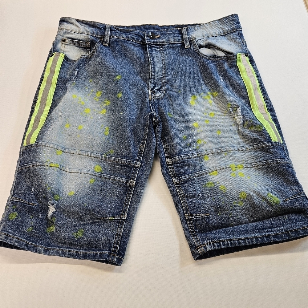 Southpole Blue Distressed Denim Jean Shorts Size 34 Slim